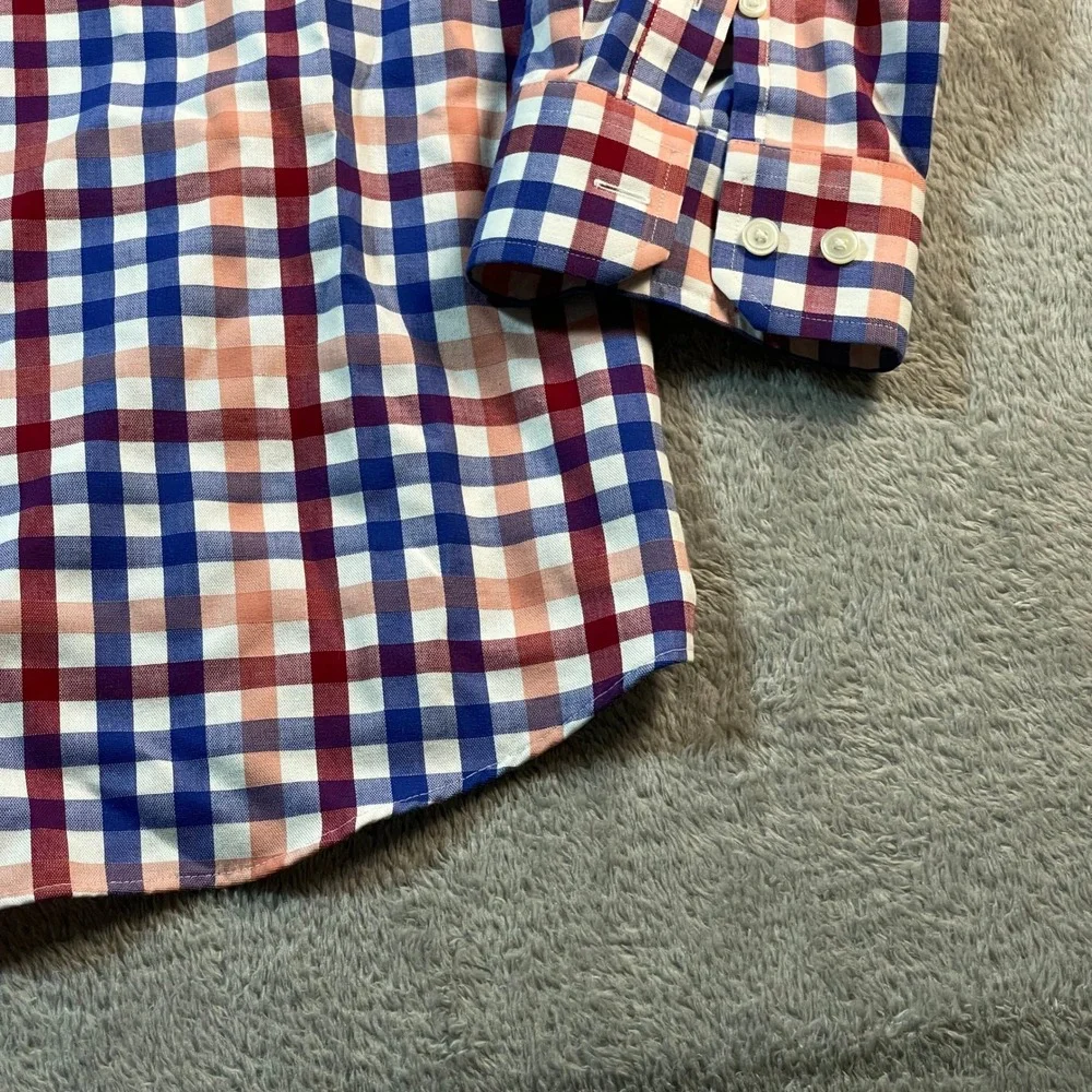 Banana Republic Classic‎ Fit Button Down Shirt Plaid Non Iron XL Men's Red Blue